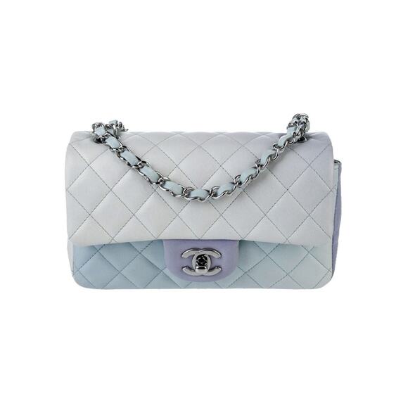 CHANEL Handbags - CHANEL Metallic Ombre Quilted Lambskin Mini Rectangular Flap Bag Silver HW